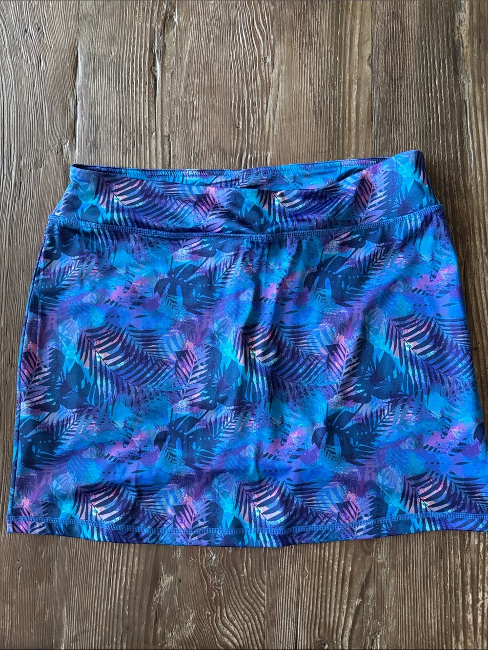 Blue & Purple Tropical Print Active Skort
